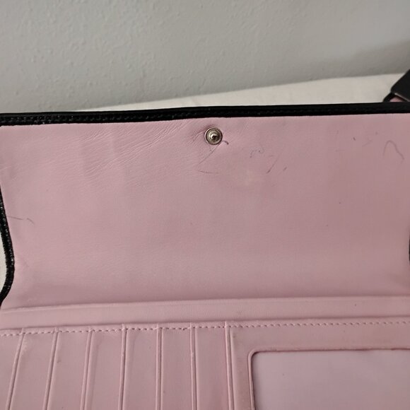 ❤️2 Piece COACH JULIA OP Black Logo Patent ID Clutch Wallet and Checkbook Cover - Picture 8 of 14